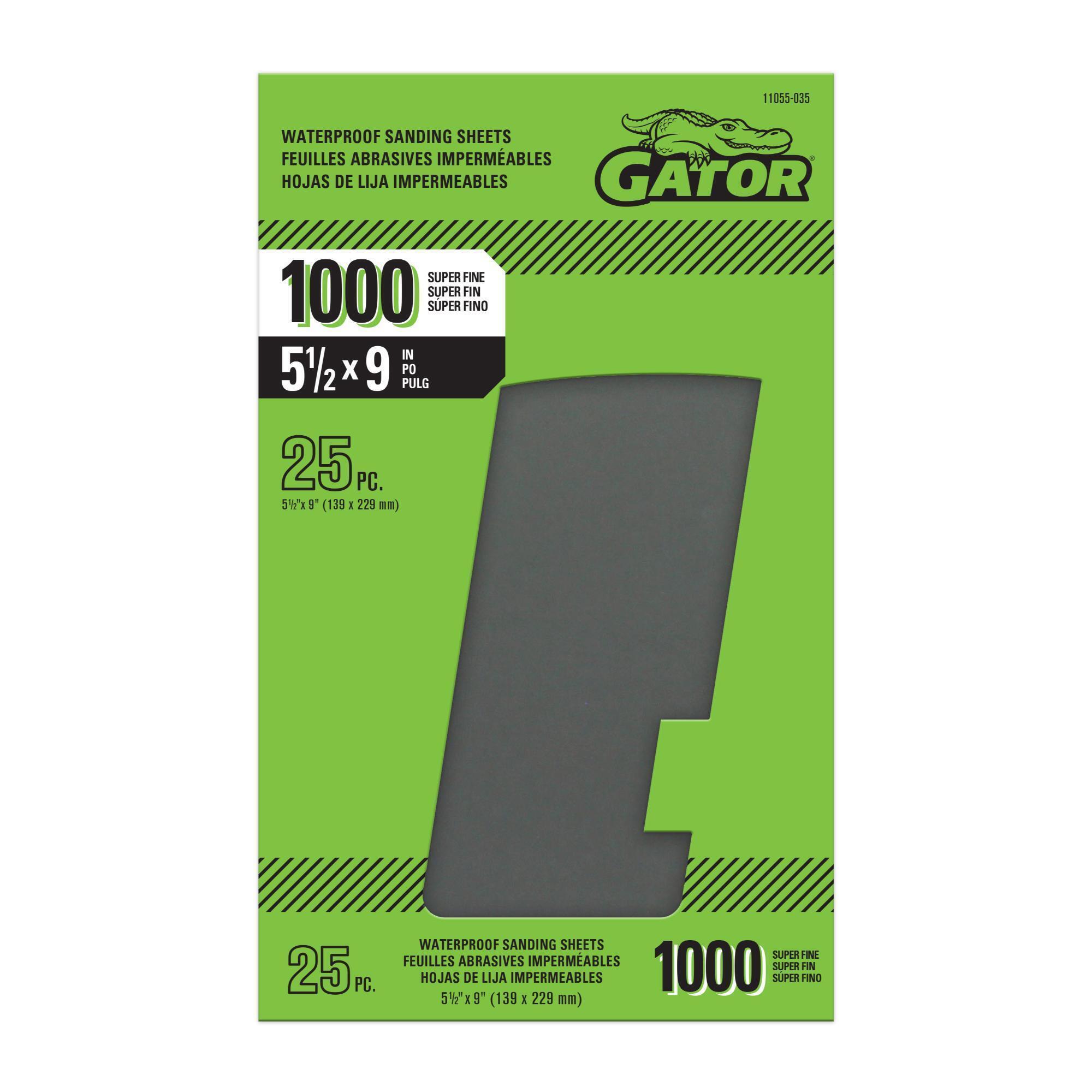 Gator Waterproof Sanding Sheets — 9in. x 5.5in., 1000 Grit, 25 Pcs, Model# 11055035DS